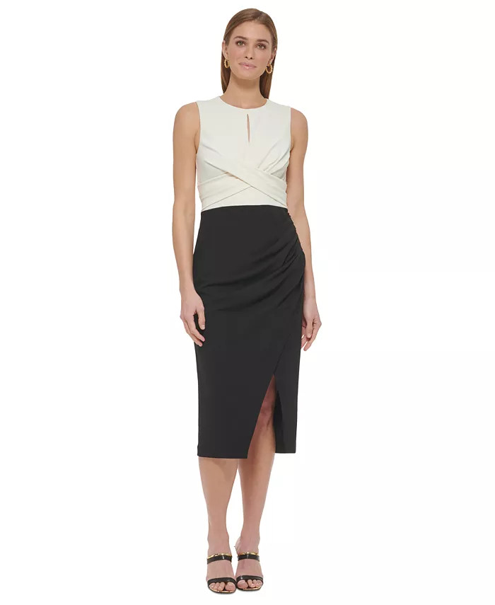 DKNY Women's Twist-Detail Ruched Midi Dress - Macy's | Macys (US)