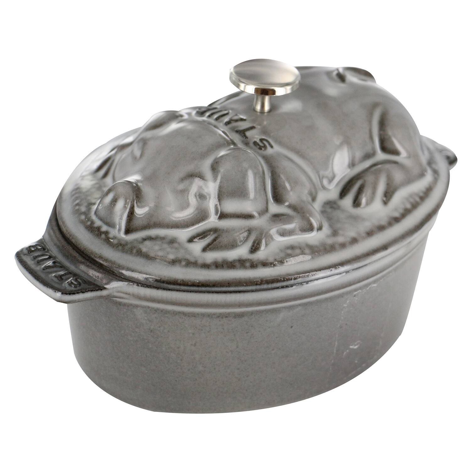 Staub - Cast Iron 1-qt Pig Cocotte - Graphite Grey | Best Buy U.S.