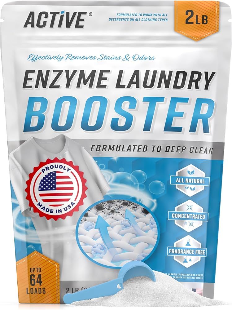 Enzyme Laundry Booster Odor Remover - 2 lbs Unscented Enzymatic Clothes Stain Cleaner Powder, Nat... | Amazon (US)