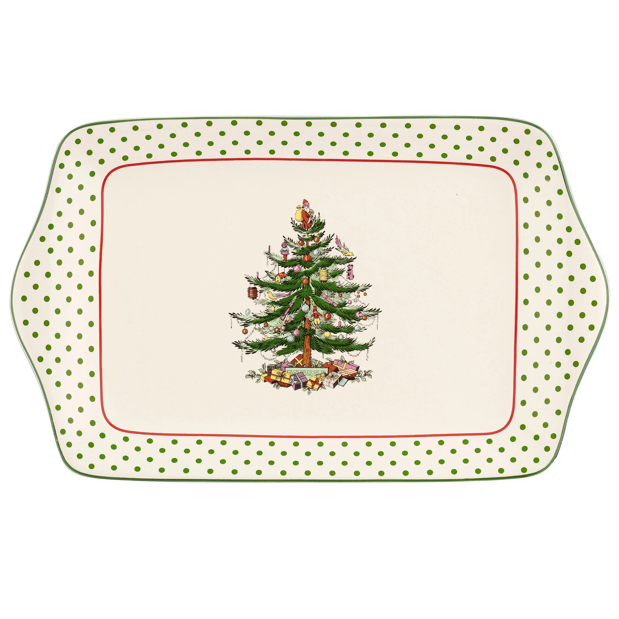 Spode Christmas Tree 12-Inch Polka Dot Dessert Tray - Festive Holiday Serving Platter for Dessert... | Walmart (US)