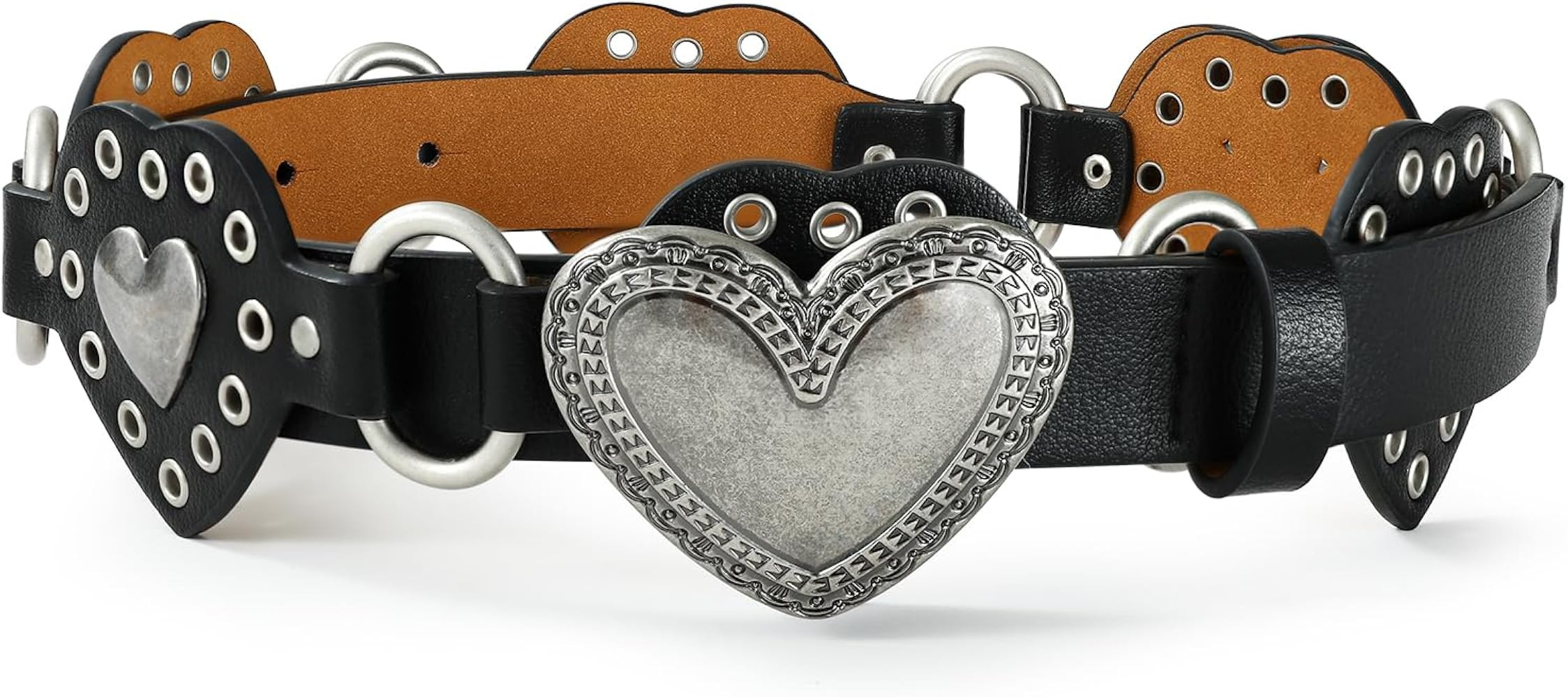 RISANTRY Black Belt for Women Silver Buckle with Metal Ring Link Decoration Perfect for Jeans and... | Amazon (US)
