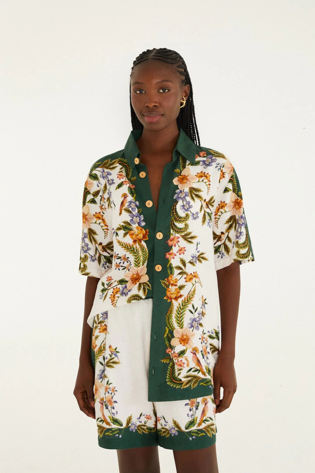 Off-White Nature Lenzing Ecovero Euroflax Shorts | FARM Rio | FarmRio (US)