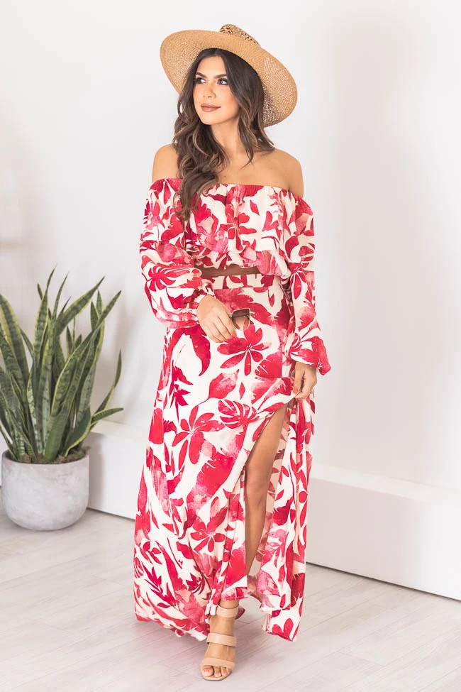 Passport To Paradise Pink/White Printed Maxi Skirt FINAL SALE | Pink Lily