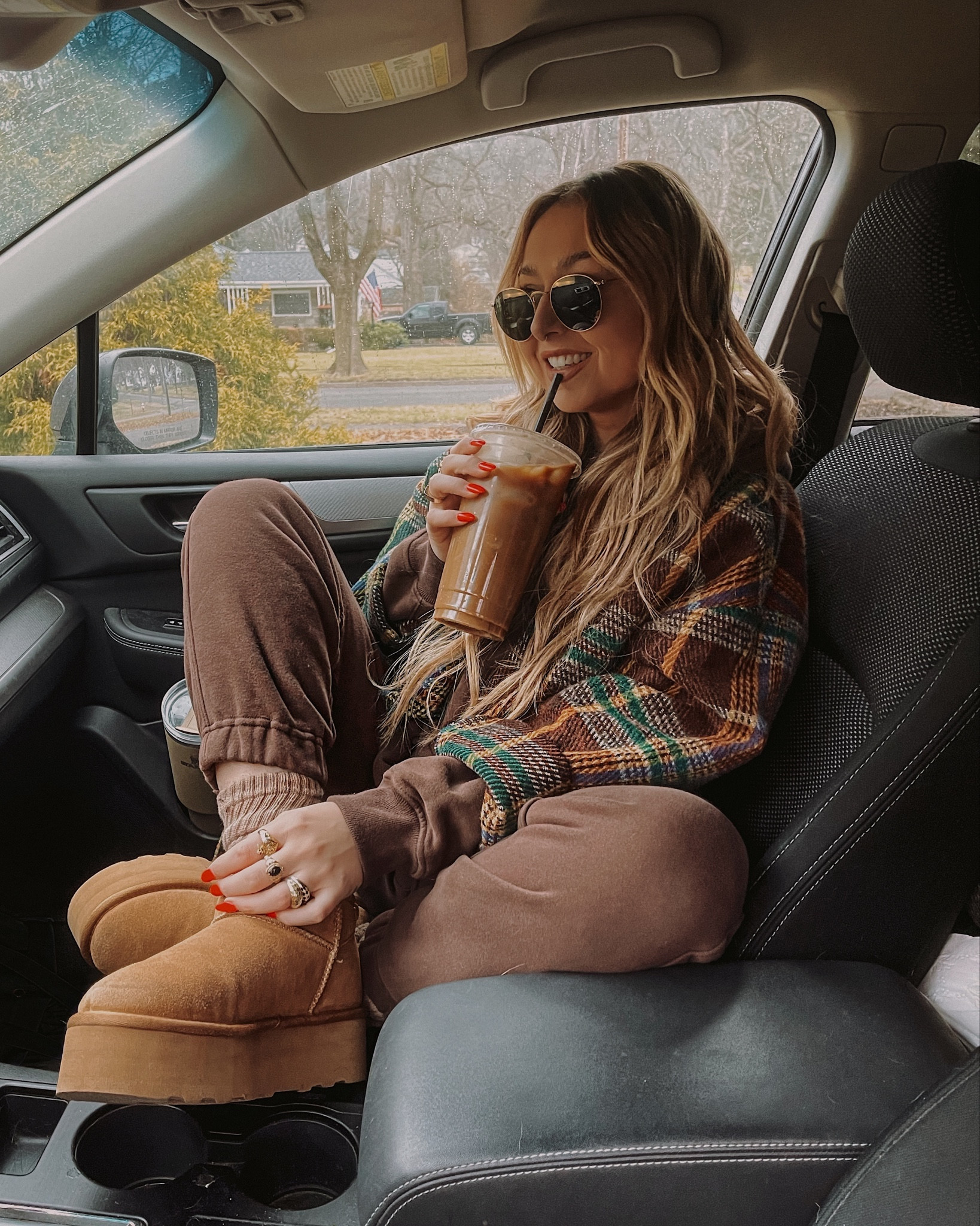 Cozy travel fit! Use my code NICOLESEREDA for my Dressed In Lala coat (10% off your purchase) everything else is linked! I’m wearing a men’s small in the sweats and boots are true to size for me!🤎🤎

#LTKSeasonal #LTKtravel #LTKshoecrush