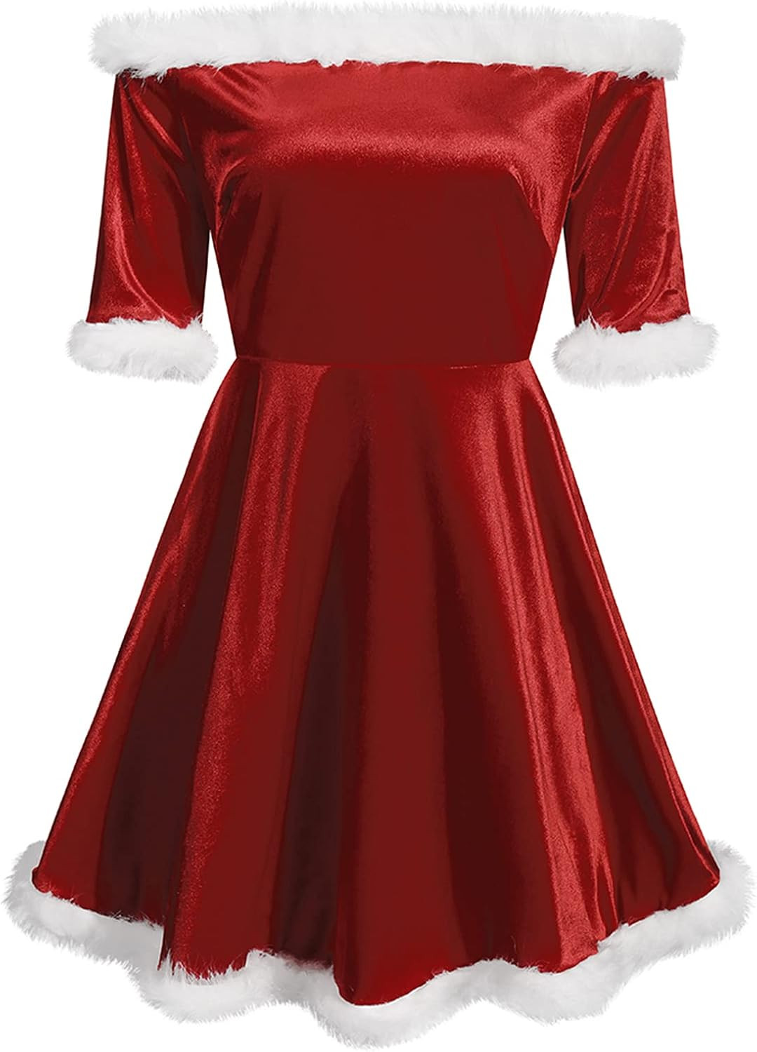 Amazon.com: Women Sexy Santa Costume Mrs. Claus Claus Costume Off Shoulder Christmas Fancy Mini D... | Amazon (US)