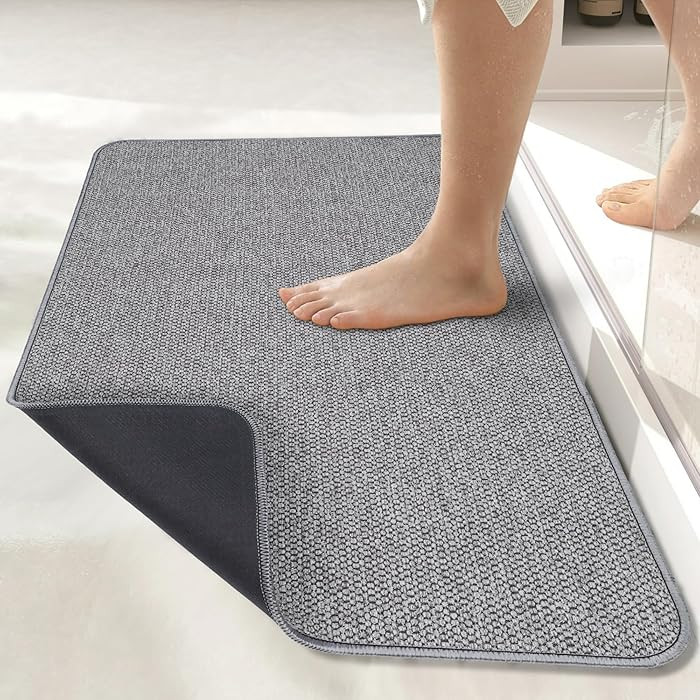Bath Mat,Ultra Thin Bathroom Rugs,Rubber Bath Mats for Bathroom,No Slip Bath Rugs,Quick Dry,Machi... | Amazon (US)