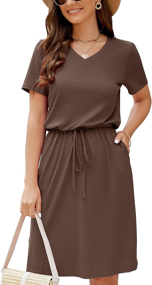 HUSKARY Women's Summer Sleeveless V Neck Adjustable Spaghetti Strap Beach Boho Tropical Casual Dr... | Amazon (CA)