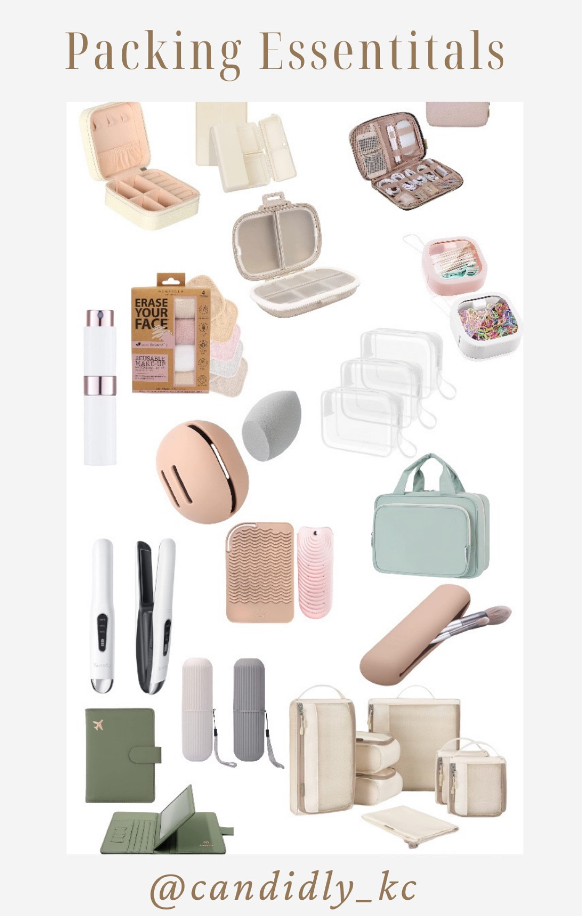 My favorite packing essentials for travel! 

Jewelry, organizer, jewelry travel case, travel pill case, pill organizer, electronics case, charger organizer, cable organizer, cable case, essentials, portable straightener, toothpaste, and toothbrush, holder, passport holder, makeup sponge, case, clear storage, heat resistant silicone mat, hot tools case, q-tip holder, hair tie, holder, packing, essentials, trip, vacation, airport, flying, reusable makeup cloths, TSA approved, toiletry bag, storage box, silicone makeup brush holder case

#LTKtravel #LTKfamily #LTKunder50