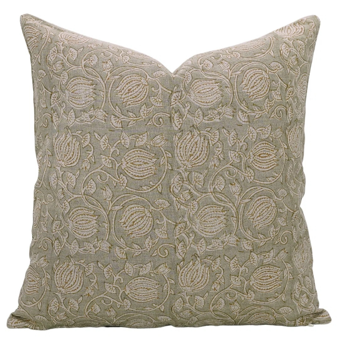 Fabdivine Pure Cotton Lumbar Pillow Cover, Soft Boho Farmhouse Decor (6 Kamal, Green) | Wayfair North America