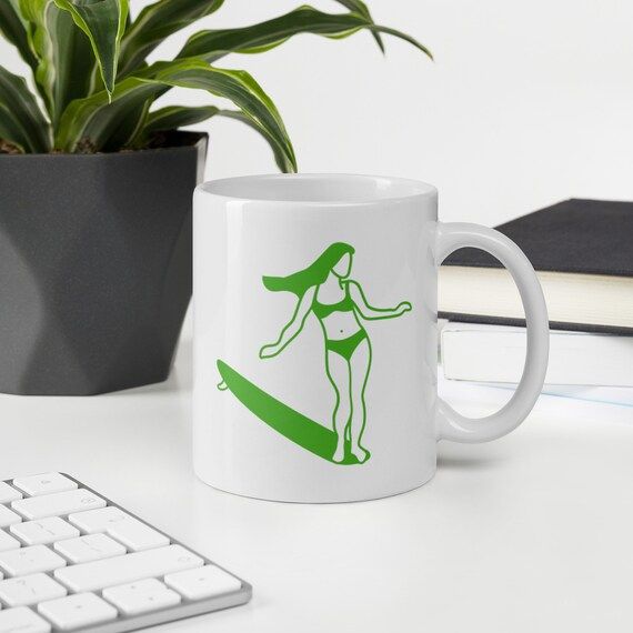 Surfer Girl- Ceramic 11oz Coffee/Tea Mug- Gifts For Cool People, Design On Both Sides | Etsy (US)