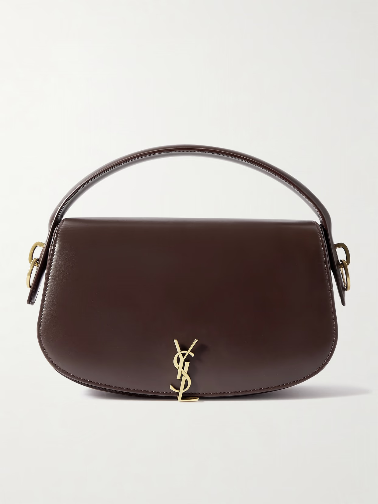 SAINT LAURENT - Voltaire Embellished Leather Shoulder Bag - Brown | NET-A-PORTER (US)
