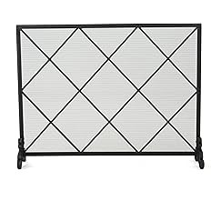 Christopher Knight Home Howell Single Panel Iron Fireplace Screen, Black | Amazon (US)