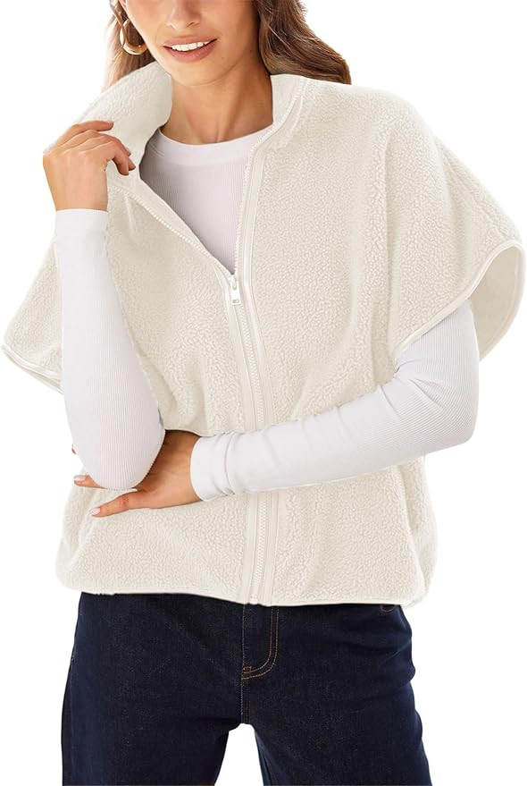Lianlive Women's Sherpa Fleece Vests Oversized Stand Collar Fuzzy Polar Jacket Casual Zip Up Oute... | Amazon (US)