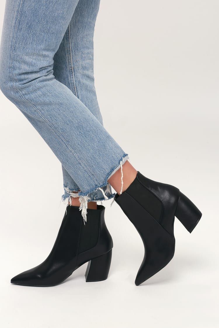 Cecy Black Pointed Toe Ankle Booties | Lulus (US)