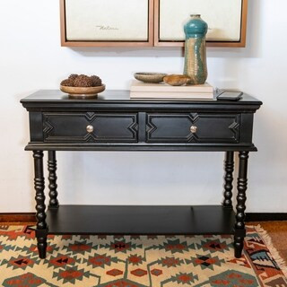 Mona Two-Drawer Console Table - Black - Satin | Bed Bath & Beyond