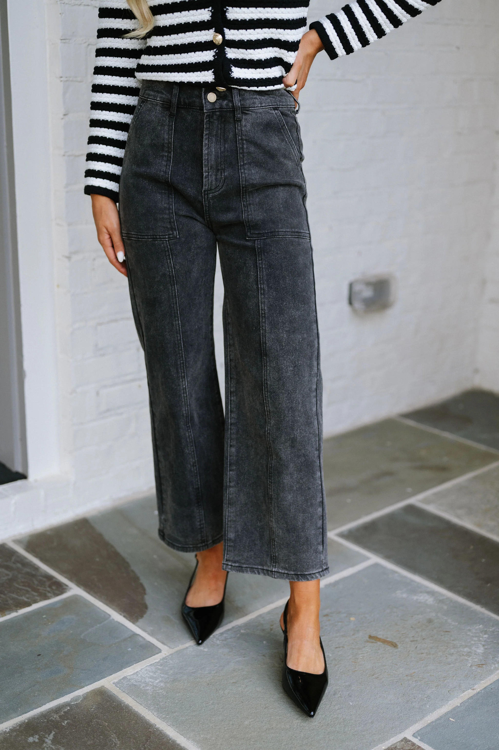 Ally Paneled Jeans-Black | These Three
