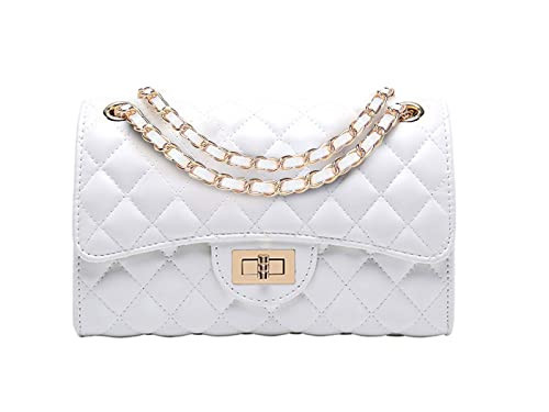 Eveupp White Purses for Women White Crossbody Bags for Women Quilted Purse with Chain Strap L | Amazon (US)