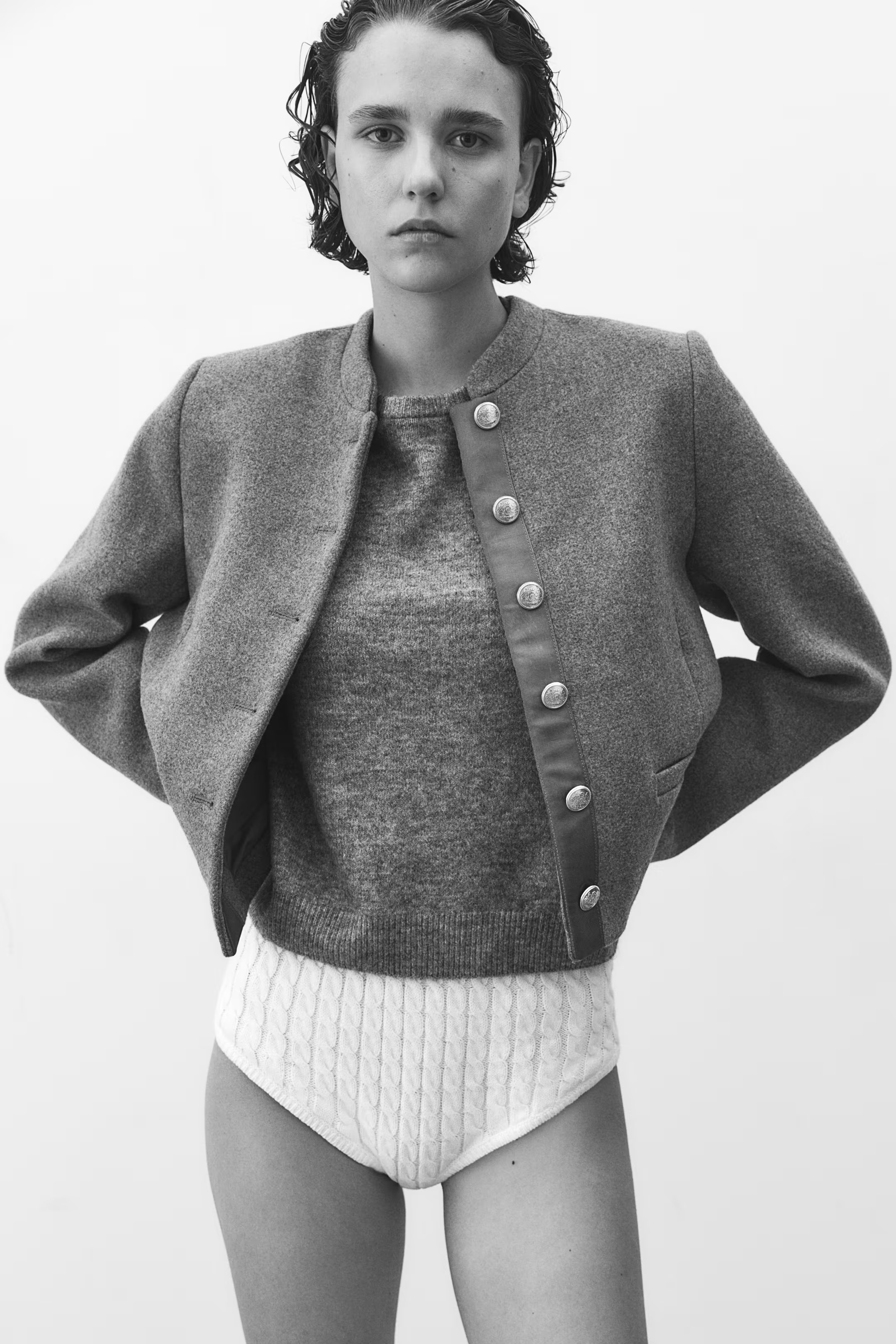 Button-Front Jacket - Gray - Ladies | H&M US | H&M (US + CA)