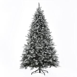 Luxen Home 7 ft. Pre-Lit Flocked Artificial Christmas Tree WHAP1392 - The Home Depot | The Home Depot