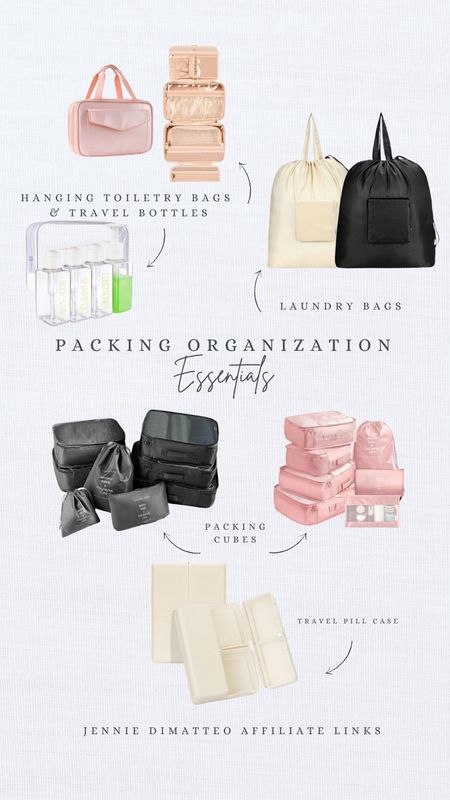 I love these packing items to keep everything super organized when we are traveling!
packing essentials, traveling essentials, packing must haves, travel size bottles, hanging toiletry bag, laundry bags, packing cubes, travel pill case, travel family

#LTKTravel #LTKItBag #LTKFamily