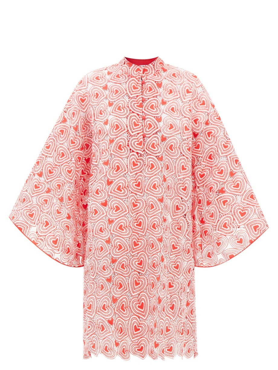 No.106 heart-appliqué guipure-lace kaftan | Matches (US)