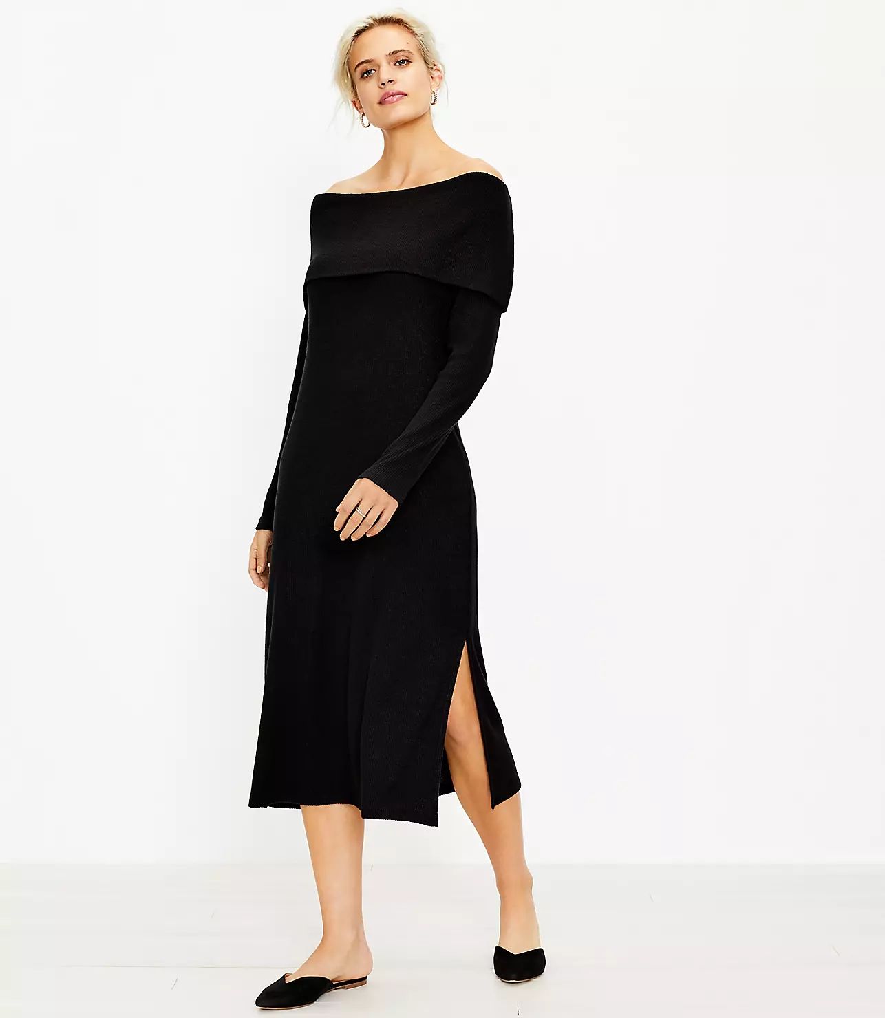 Off The Shoulder Midi Dress | LOFT