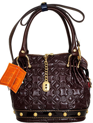 🌞MARINO ORLANDI ITALIAN DESIGNER STUDDED BROWN LOGO LEATHER SATCHEL BAG🌺NWT! | eBay US