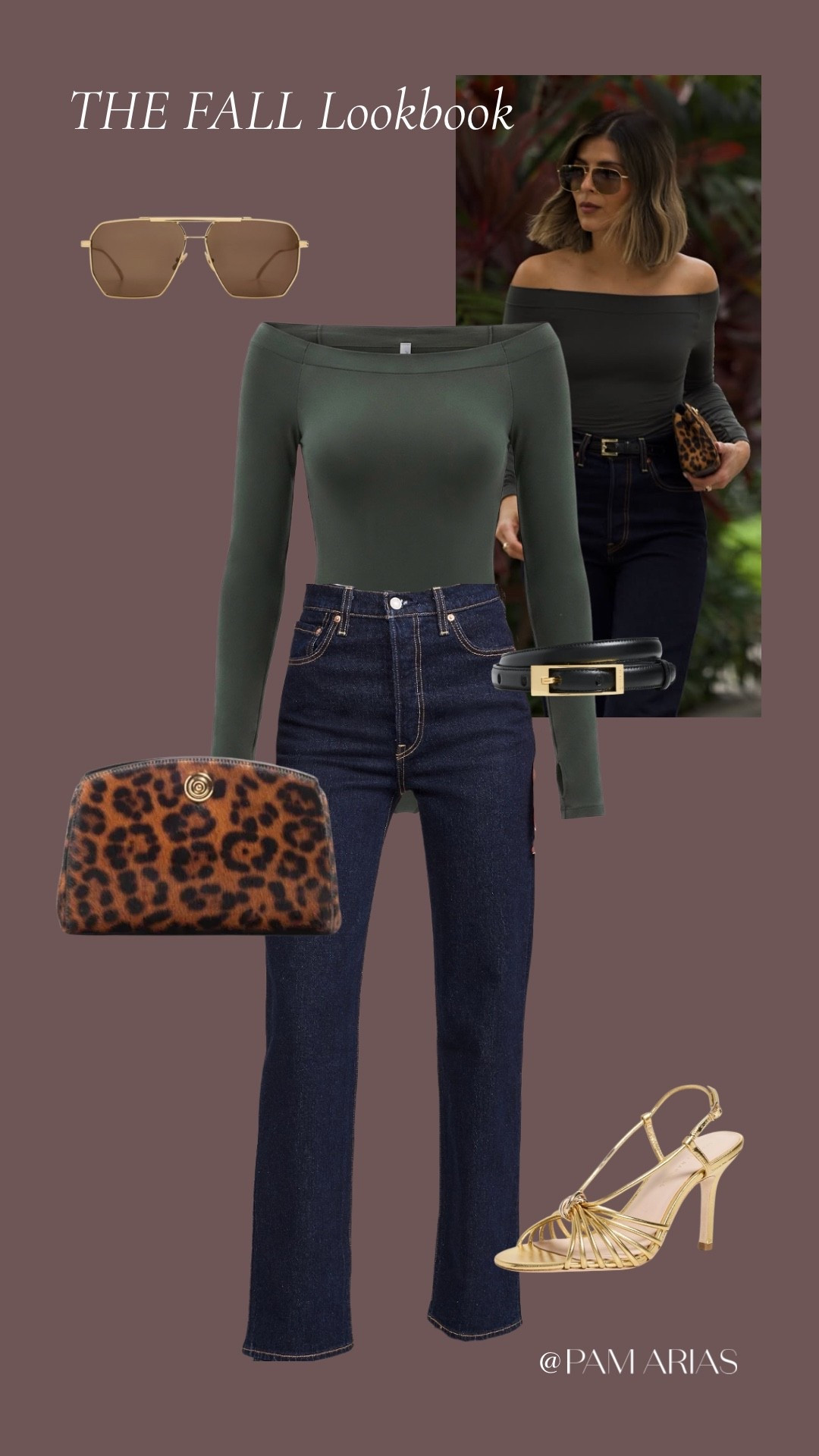 One of my favorite ways to wear dark denim for fall — an off-the-shoulder knit, a classic belt, a little leopard and a metallic heel. 
Shop the look below.

#LTKootd