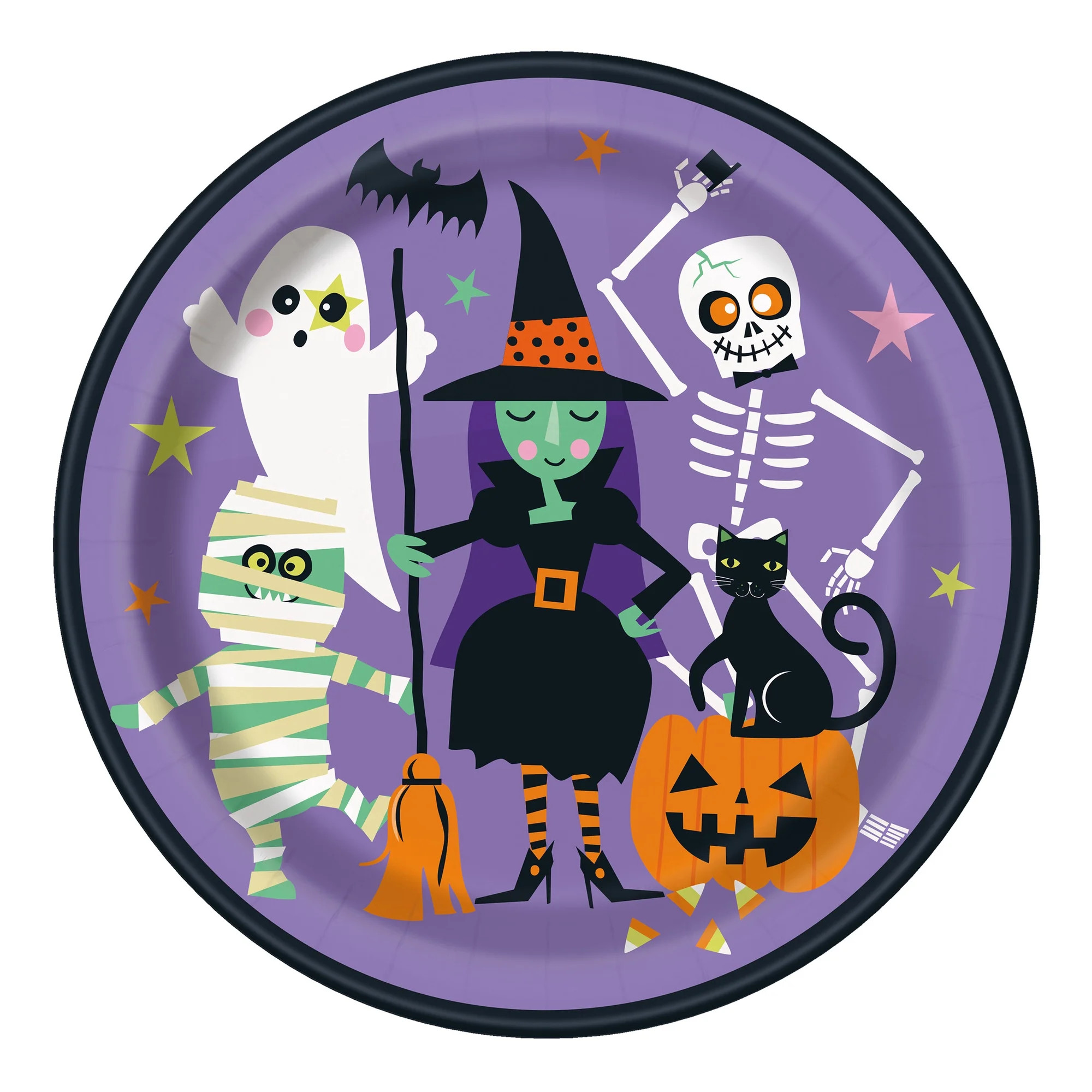 Halloween Spooky Friends Multicolor Paper Dinner Plates, 9 in, 8 Count, by Way To Celebrate | Walmart (US)
