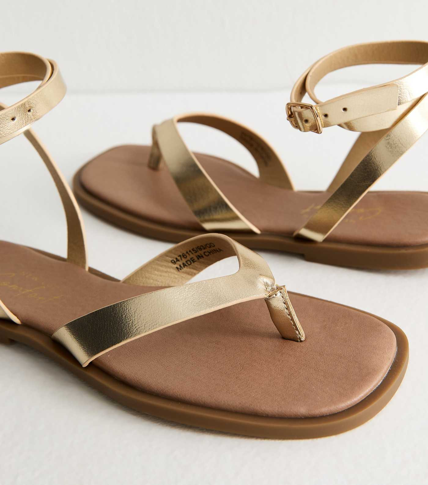 Gold Toe Post Wrap Around Ankle Strap Sandals | New Look | New Look (UK)