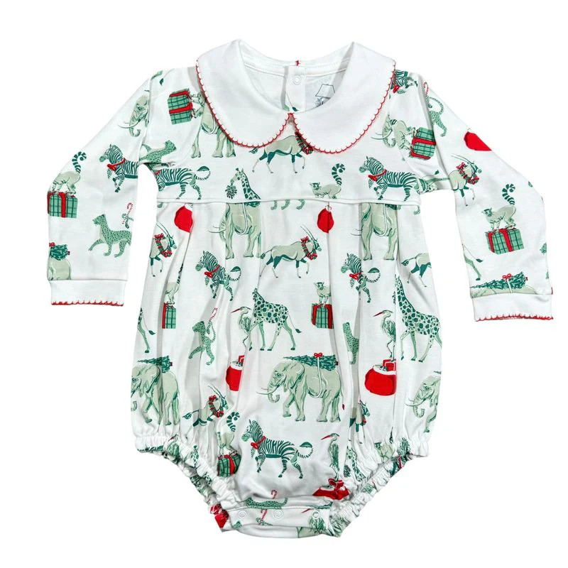 Heyward House Long Sleeve Bubble – Christmas Safari | Persnickety