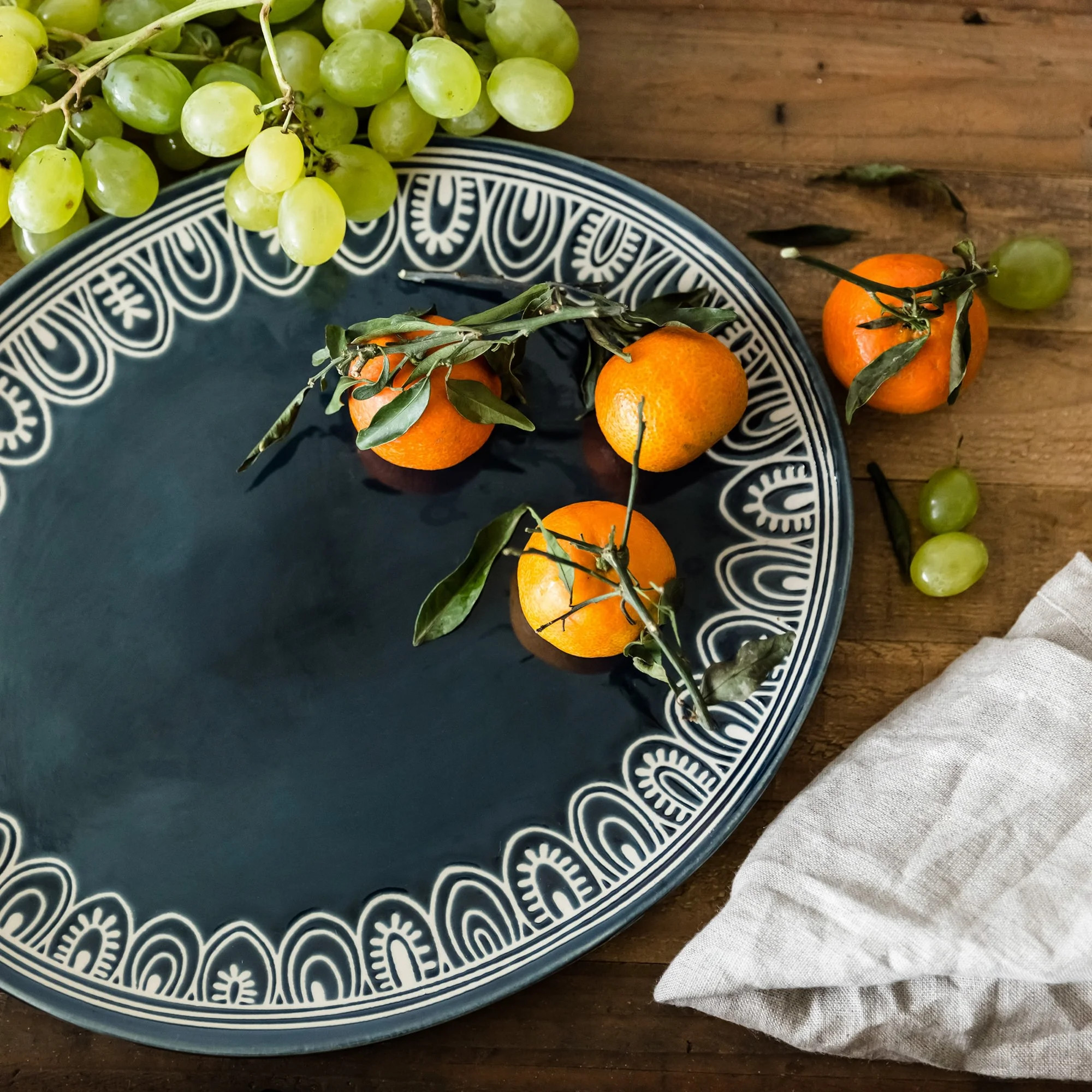 Better Homes & Gardens Teal Medallion Oval Serve Platter | Walmart (US)