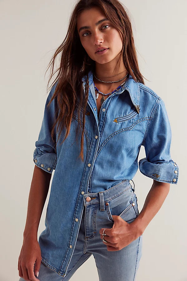 Wrangler x Lainey Wilson Moxie Western Denim Shirt | Free People (Global - UK&FR Excluded)