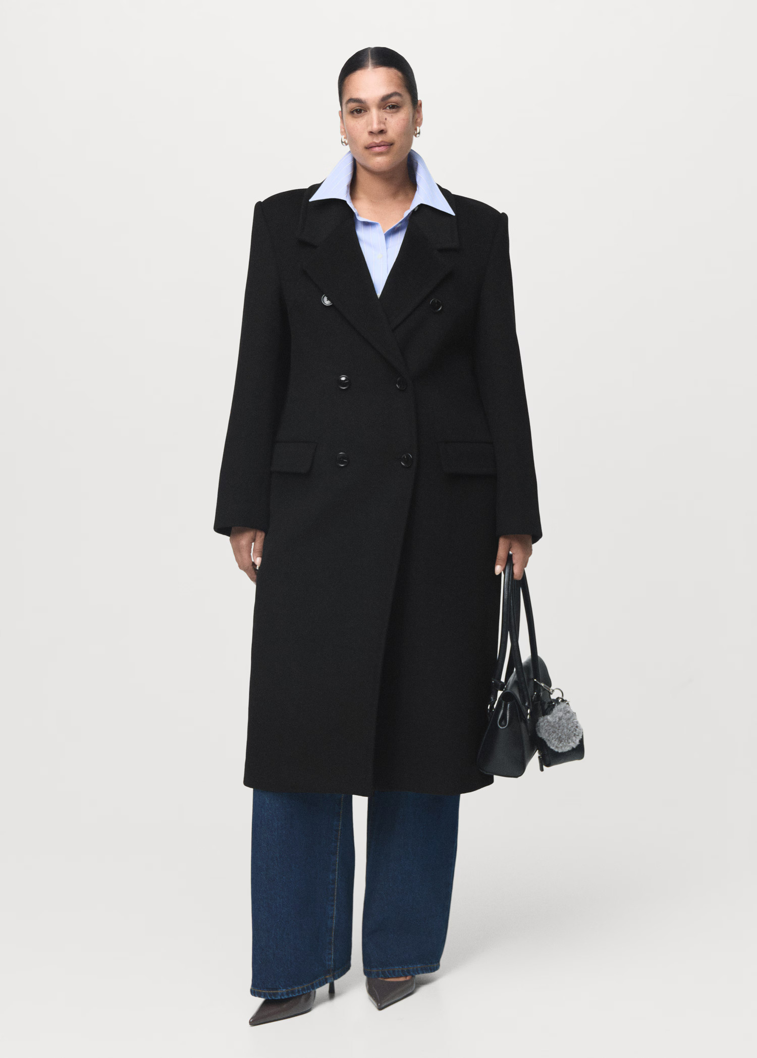 Double-breasted wool coat - Women | MANGO United Kingdom | MANGO (UK)