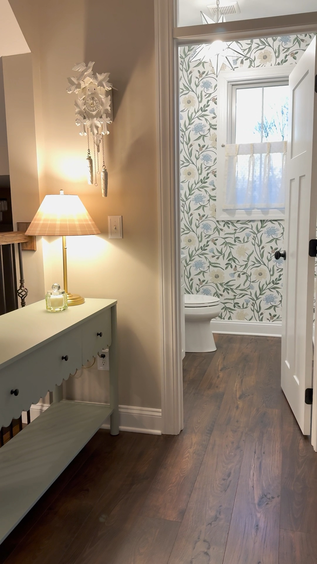 Here are the links for our console table and accessories, along with the gorgeous wallpaper, window treatment and light fixture in our powder bathroom. Also linking the vanity mirror even though it’s not shown in this video  

#LTKHome