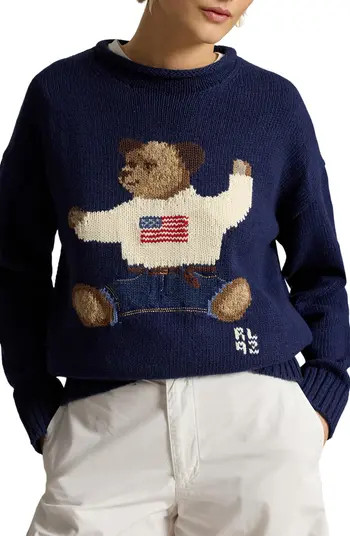 Polo Ralph Lauren Polo Bear Intarsia Cotton & Linen Sweater | Nordstrom | Nordstrom