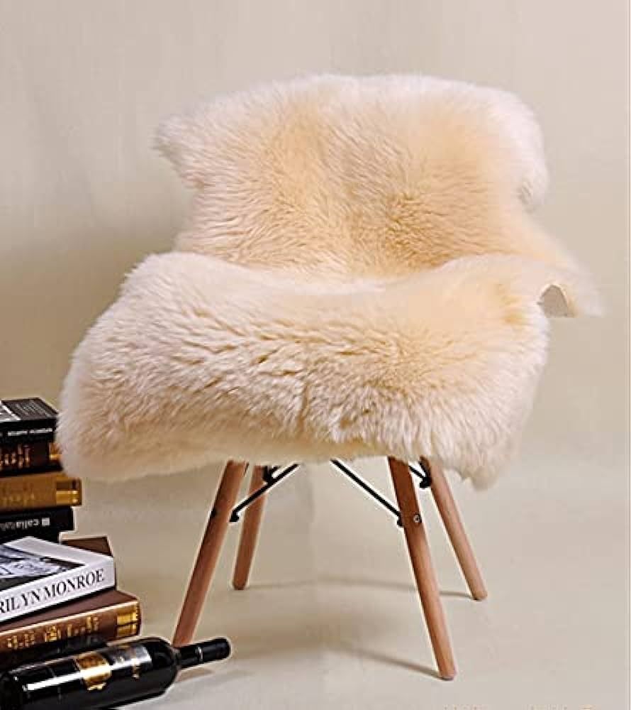 HUAHOO Premium Genuine Sheepskin Rug Beige Real Australia Sheepskin Natural Luxury Fluffy Lambski... | Amazon (US)