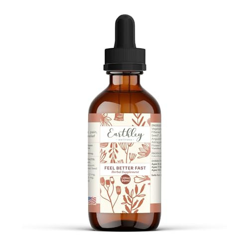 Earthley Wellness Feel Better Fast, All-Natural Relief for Minor Ailments, Supports Immune & Digestive Health, Echinacea Root, Fennel, Astragalus Root, Elder Flower and Cinnamon (1.69oz) | Amazon (US)