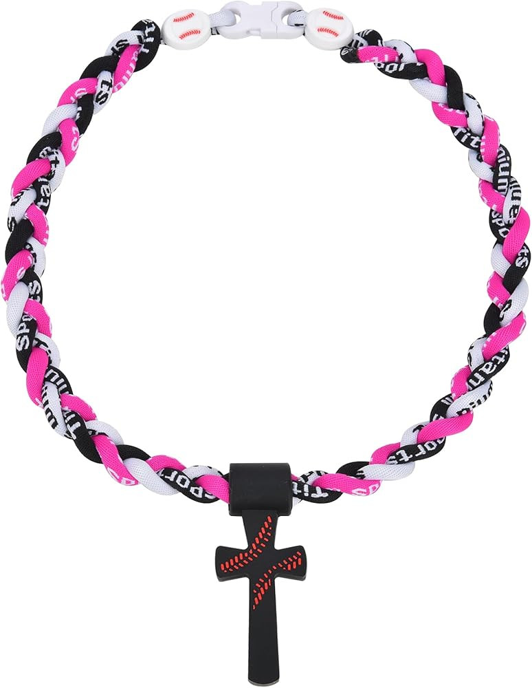 Baseball Necklaces for Boys, Baseball Necklace Three-Braid Rope Tornado Cross Necklace Sports Tit... | Amazon (US)