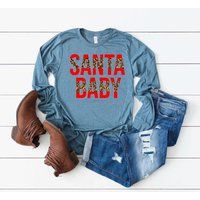 Santa Baby Shirt, Leopard Ladies Christmas Plus Size Shirt | Etsy (US)