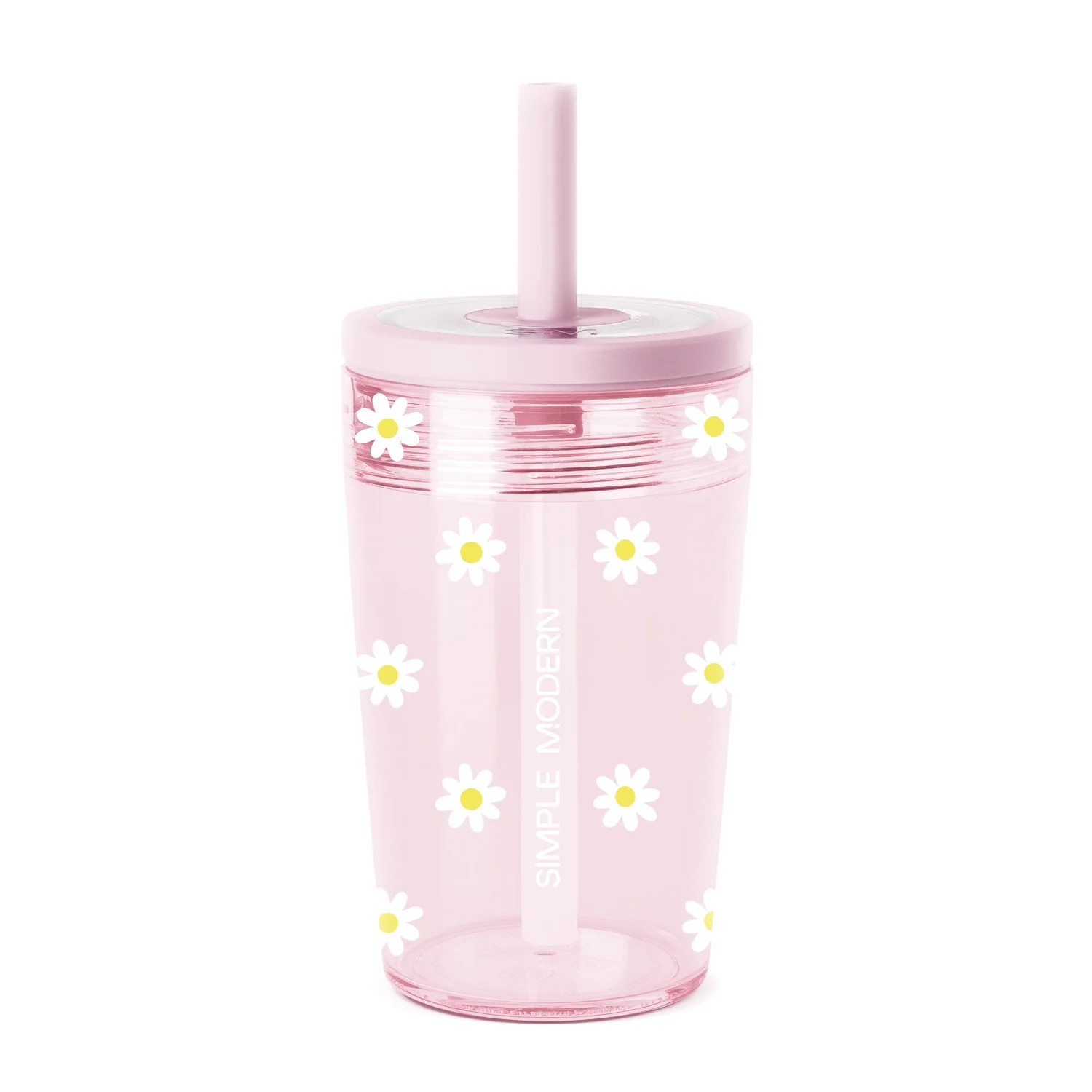 Simple Modern 12 fl oz Tritan Plastic Junior Tumbler with Silicone Straw Lid | Pink Daisy | Walmart (US)