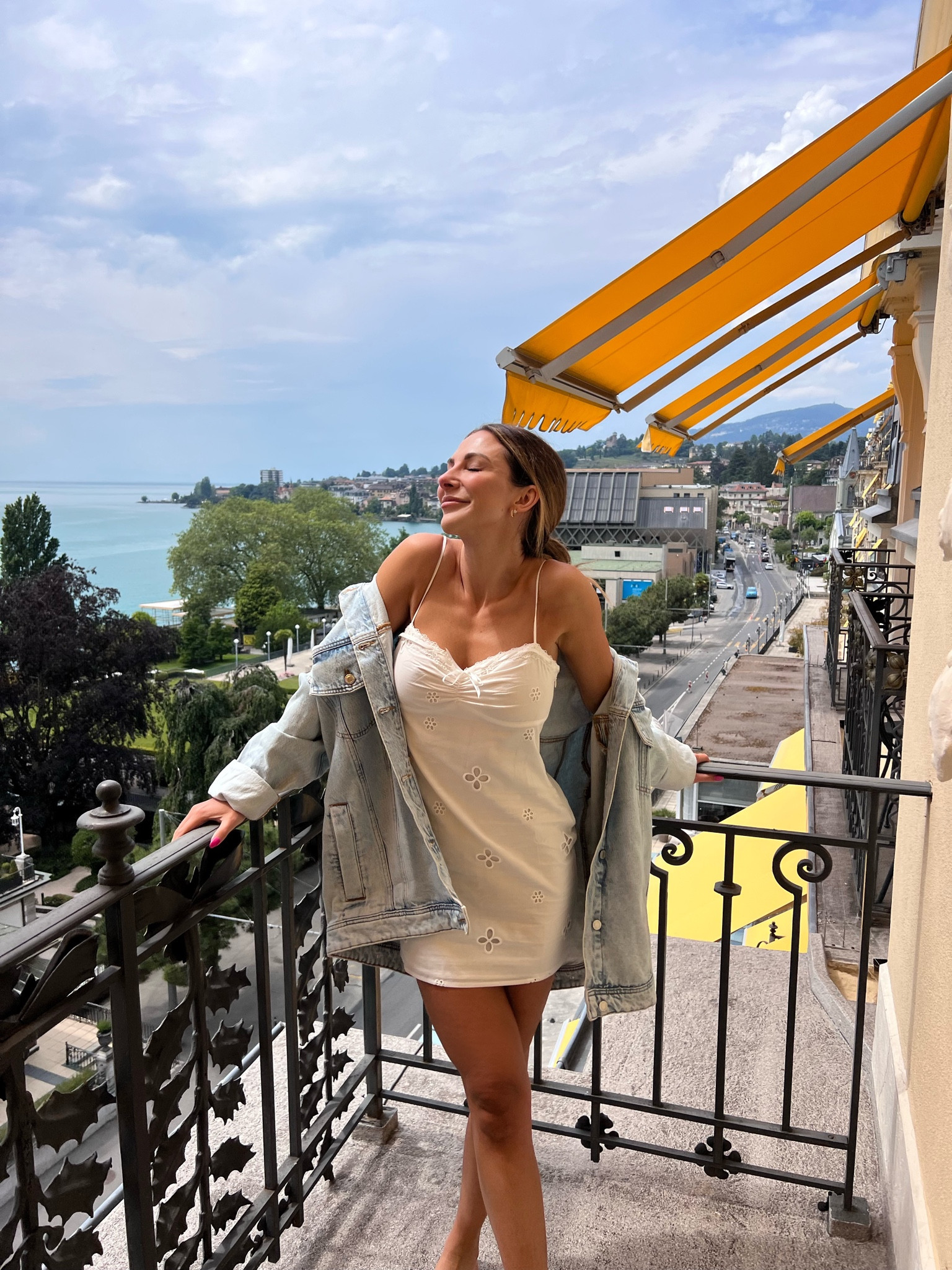 Mini white dress - small 
*very* oversized denim jacket - xs

#LTKunder100 #LTKstyletip #LTKtravel