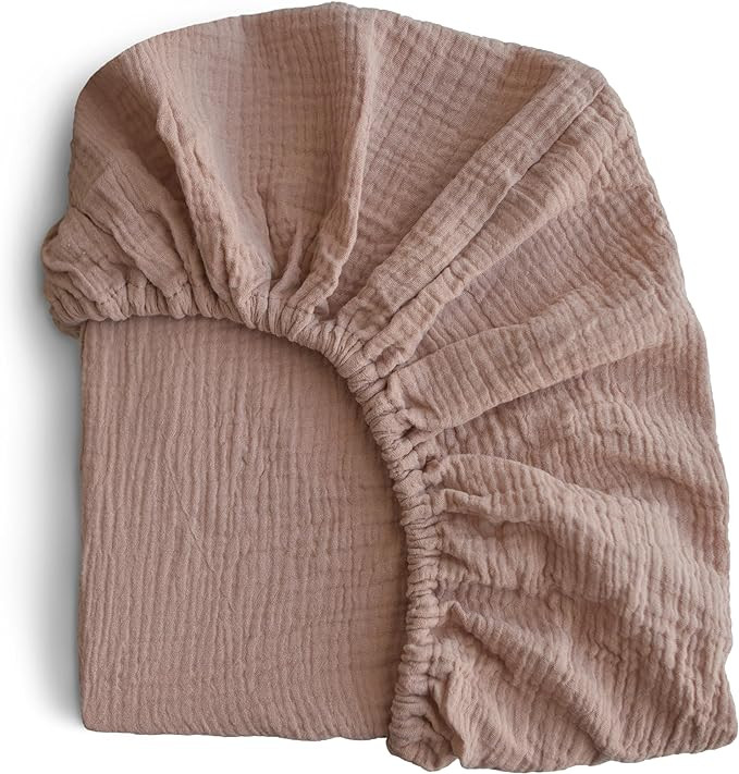 mushie Extra Soft Muslin Fitted Crib Sheet | 192 Thread Count | 28"x 52"(Natural) | Amazon (US)