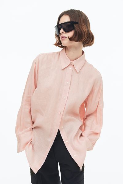 Linen Shirt - Light pink - Ladies | H&M US | H&M (US + CA)