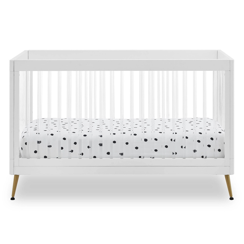 Delta Children Sloane 4-in-1 Acrylic Convertible Crib - Bianca White/Bronze | Target