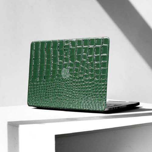KEROM Crocodile Case for MacBook Air 13 inch M1 2021 2020 2019 2018 A2337 A2179 A1932, Crocodile MacBook Air M1 Case, Aligator Skin Snakeskin PU Leather Hard Shell & Keyboard Cover, Emerald Green | Amazon (US)