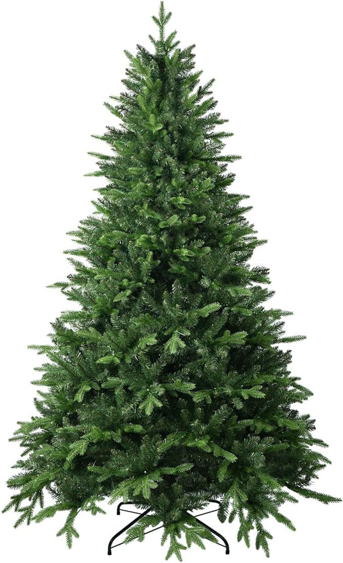 8 FT Artificial Christmas Tree with 2639 PE&PVC Mixed Branch Tips, Unlit Hinged Premium Spruce Fa... | Amazon (US)