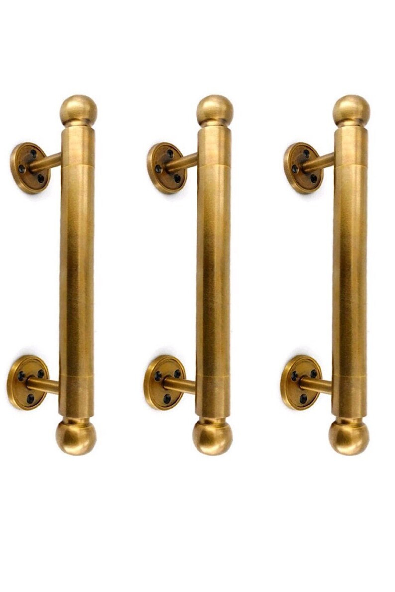 3 ORDER ONLY brass 18 ” inch long plain D pull brass Door Handle round ends Asian Vintage Style... | Etsy (US)