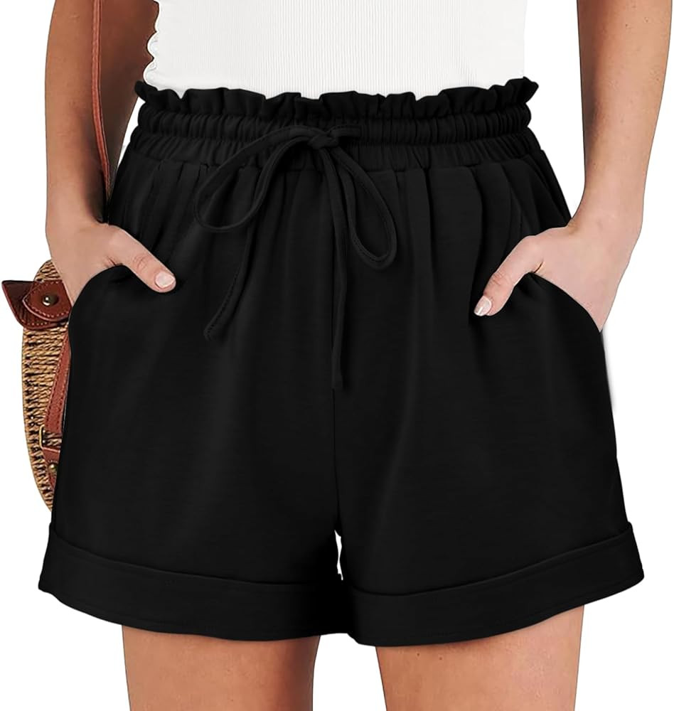 Angerella Women Casual Shorts Drawstring Comfy Elastic Waist Shorts Summer Pull On Short Pants wi... | Amazon (US)