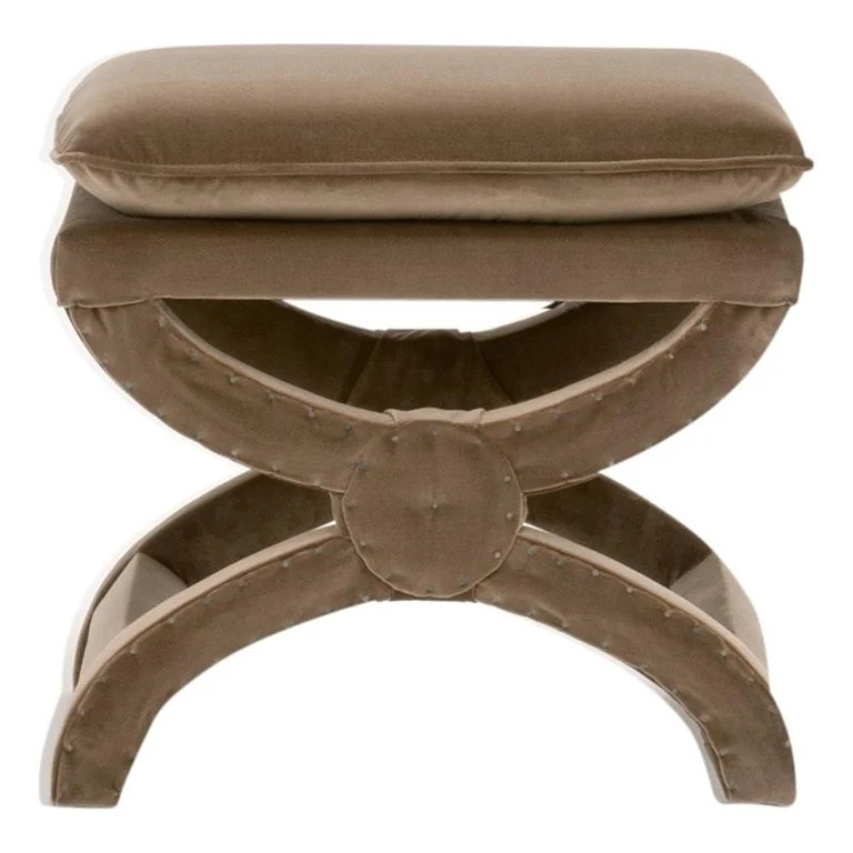 Pemberly Row Pillow Top Ottoman 22.5" x 21" in Caramel Velvet | Walmart (US)